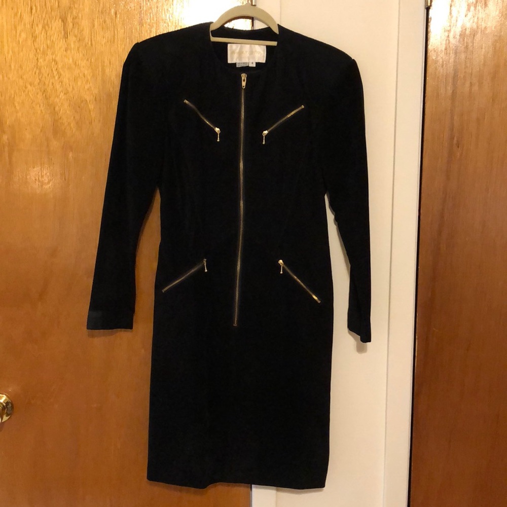 Vintage Margaret Godfrey black suede dress